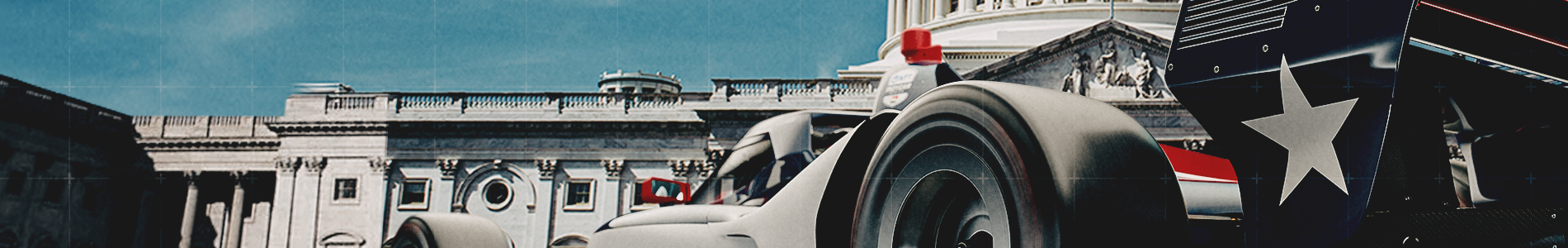 An Indycar in front of the capital